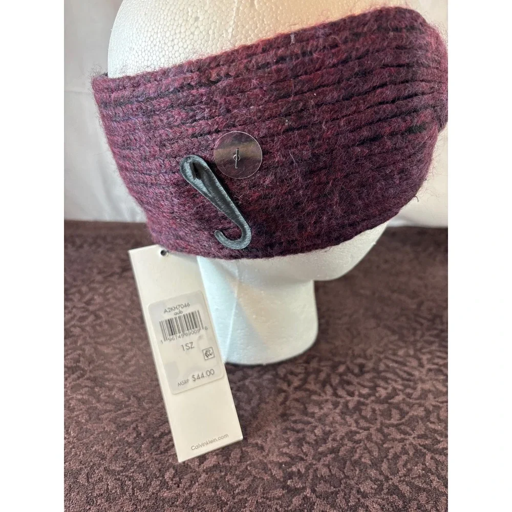 Calvin Klein Womens Purple Twisted Knit Fleece Lined Headband Ear Warmer NWT